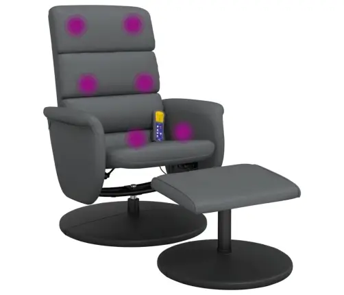 Masāžas Krēsls Ar Kāju Soliņu, Atgāžams, Pelēka Mākslīgā Āda Vidaxl