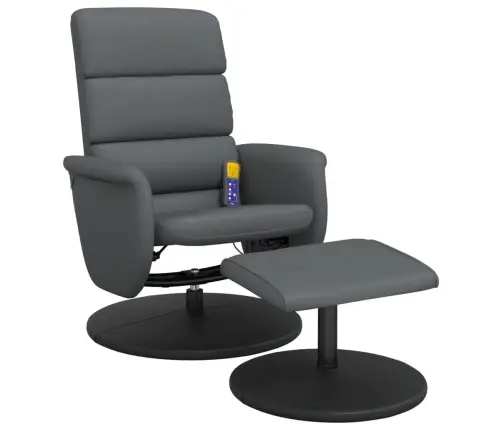 Masāžas Krēsls Ar Kāju Soliņu, Atgāžams, Pelēka Mākslīgā Āda Vidaxl