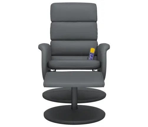 Masāžas Krēsls Ar Kāju Soliņu, Atgāžams, Pelēka Mākslīgā Āda Vidaxl