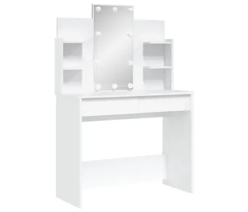 Kosmetinis Staliukas Su Led Lemputėmis, Baltas, 96X40X142Cm