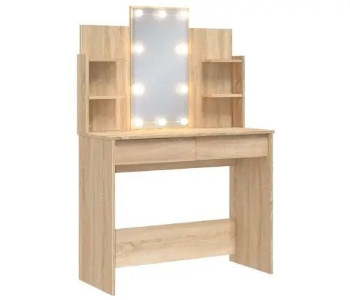 Spoguļgaldiņš Ar Led, Ozolkoka Krāsa, 96X40X142 Cm Vidaxl