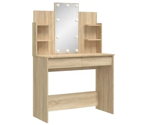 Spoguļgaldiņš Ar Led, Ozolkoka Krāsa, 96X40X142 Cm Vidaxl