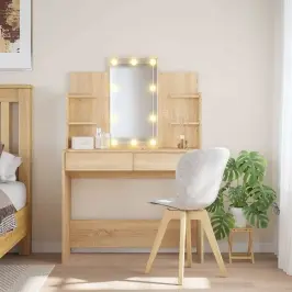 Spoguļgaldiņš Ar Led, Ozolkoka Krāsa, 96X40X142 Cm Vidaxl