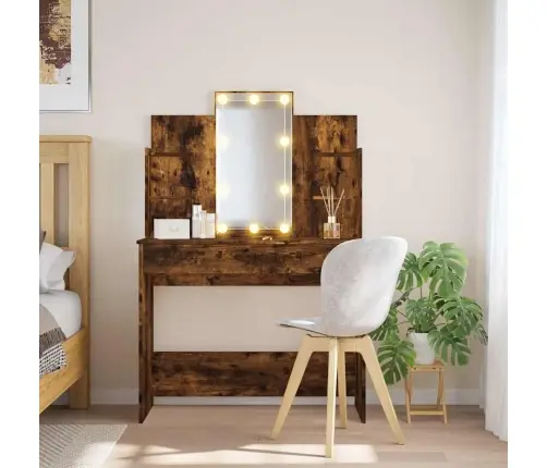 Spoguļgaldiņš Ar Led, Ozolkoka, 96X40X142 Cm Vidaxl