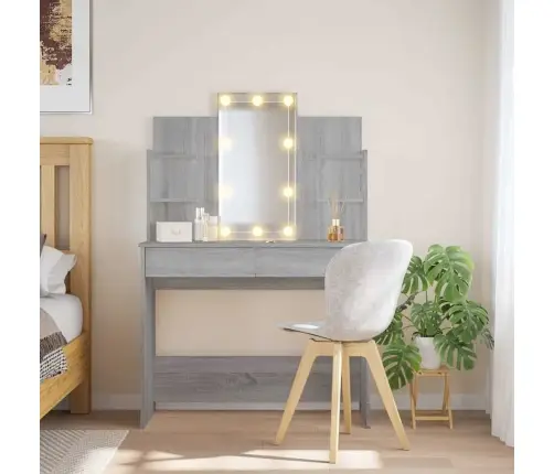 Led-Valgustusega Tualettlaud, Hall Sonoma Tamm, 96X40X142 Cm