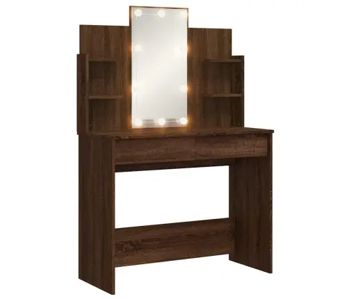 Spoguļgaldiņš Ar Led, Brūns, 96X40X142 Cm Vidaxl