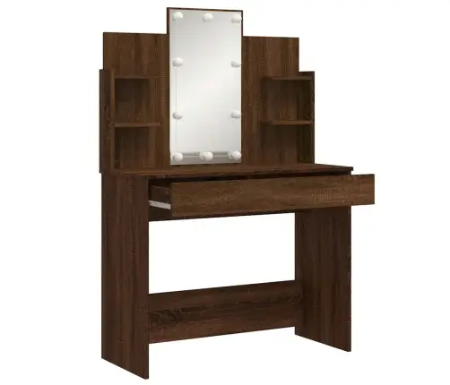 Spoguļgaldiņš Ar Led, Brūns, 96X40X142 Cm Vidaxl