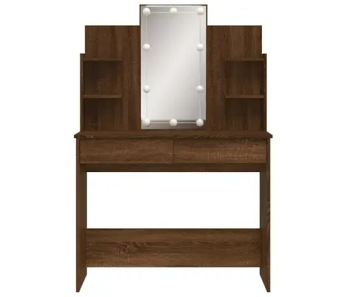 Spoguļgaldiņš Ar Led, Brūns, 96X40X142 Cm Vidaxl