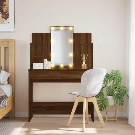 Spoguļgaldiņš Ar Led, Brūns, 96X40X142 Cm Vidaxl