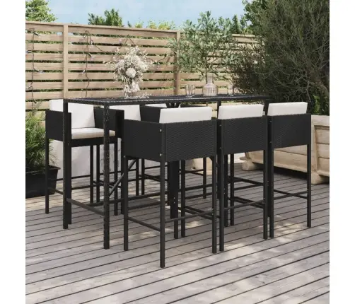 7-Osaline Aia Baarikomplekt Istmepatjadega, Must, Polürotang