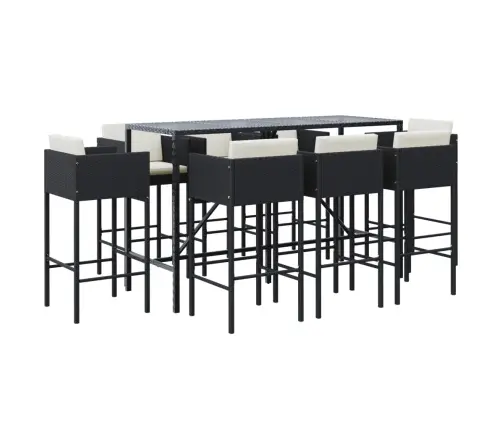 9-Osaline Aia Baarikomplekt Patjadega, Must, Polürotang