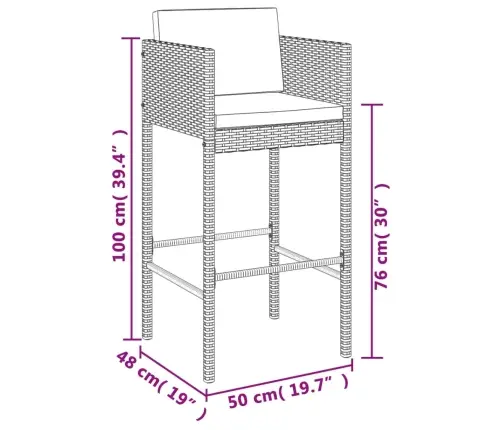 9-Osaline Aia Baarikomplekt Patjadega, Must, Polürotang