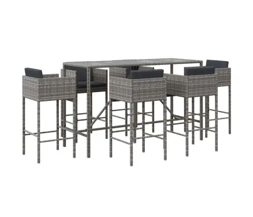 7-Daļīgs Dārza Bāra Komplekts Ar Matračiem, Pe Rotangpalma Vidaxl