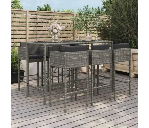 7-Daļīgs Dārza Bāra Komplekts Ar Matračiem, Pe Rotangpalma Vidaxl