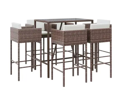 7-Osaline Aiabaari Komplekt Patjadega, Pruun, Polürotang