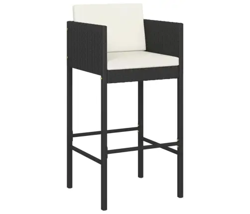 7-Daļīgs Dārza Bāra Mēbeļu Komplekts Ar Matračiem, Pe, Melns Vidaxl