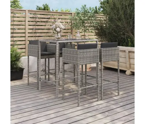 5-Daļīgs Dārza Mēbeļu Komplekts Ar Matračiem, Pe Rotangpalma Vidaxl