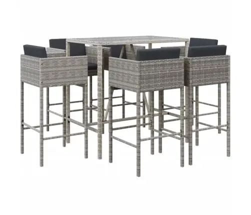 7-Daļīgs Dārza Bāra Komplekts Ar Matračiem, Pe Rotangpalma Vidaxl