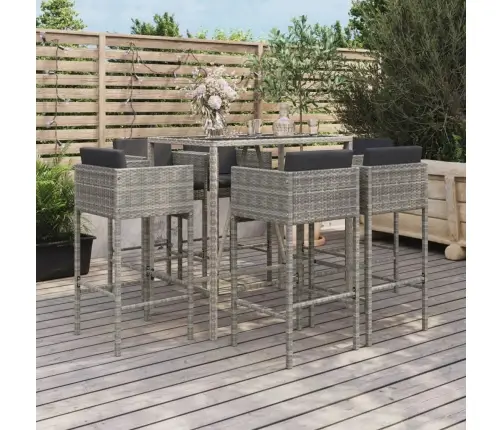 7-Daļīgs Dārza Bāra Komplekts Ar Matračiem, Pe Rotangpalma Vidaxl