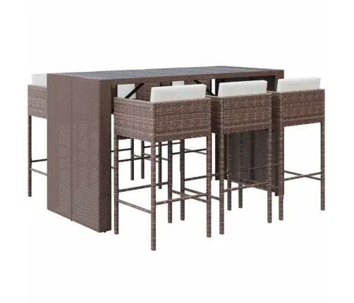 7-Osaline Aiabaari Komplekt Patjadega, Pruun, Polürotang