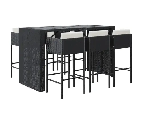 7-Osaline Aia Baarikomplekt Istmepatjadega, Must, Polürotang