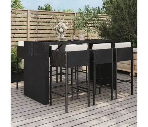 7-Osaline Aia Baarikomplekt Istmepatjadega, Must, Polürotang