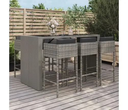 Sodo Komplektas Su Pagalvėlėmis, 7 Dalių, Pilkas, Poliratanas