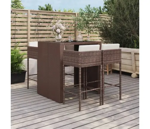 Sodo Komplektas Su Pagalvėlėmis, 5 Dalių, Rudas, Poliratanas Sodo Komplektas Su Pagalvėlėmis, 5 Dalių, Rudas, Poliratanas