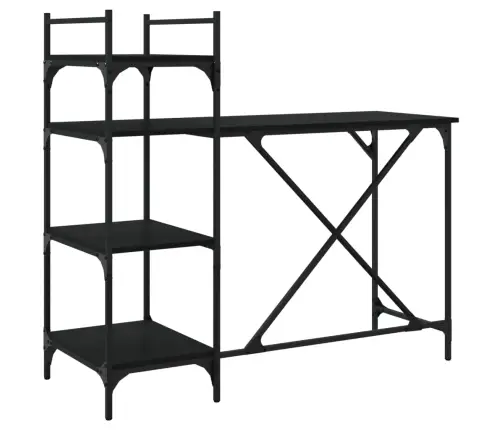 Riiulitega Arvutilaud, Must, 120 X 47 X 109 Cm