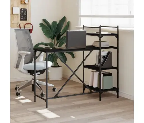 Riiulitega Arvutilaud, Must, 120 X 47 X 109 Cm