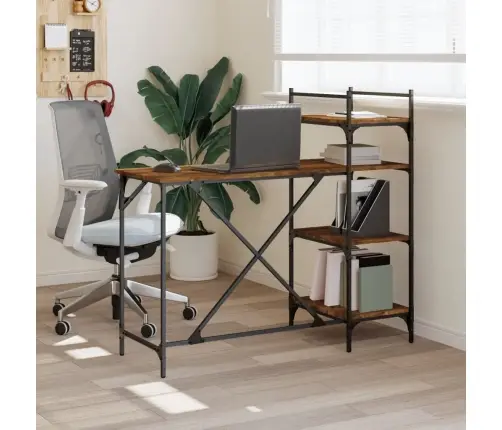 Datorgalds Ar Plauktiem, Ozolkoka Krāsa, 120X47X109 Cm Vidaxl Datorgalds Ar Plauktiem, Ozolkoka Krāsa, 120X47X109 Cm Vidaxl