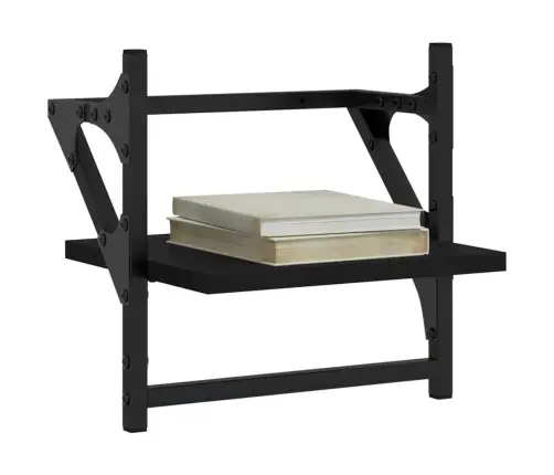 Sienas Plaukti Ar Stieņiem, 2 Gab., Melni, 30X25X30 Cm Vidaxl