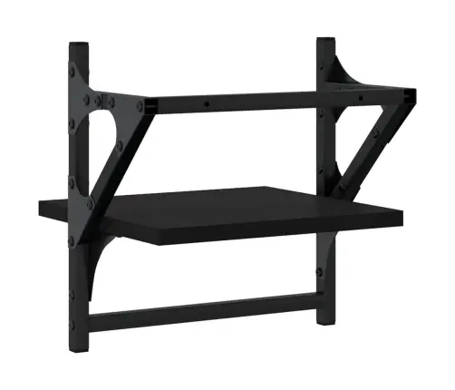 Sienas Plaukti Ar Stieņiem, 2 Gab., Melni, 30X25X30 Cm Vidaxl