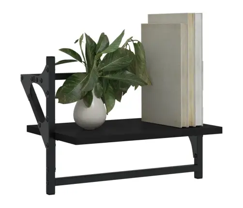 Sienas Plaukti Ar Stieņiem, 2 Gab., Melni, 40X25X30 Cm Vidaxl