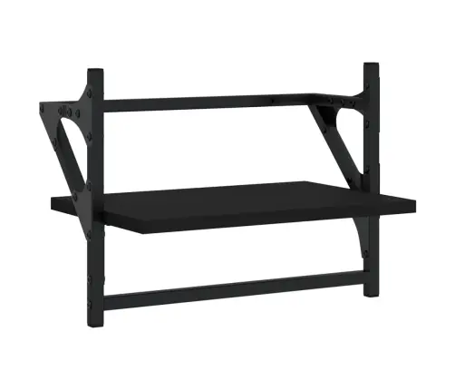 Sienas Plaukti Ar Stieņiem, 2 Gab., Melni, 40X25X30 Cm Vidaxl