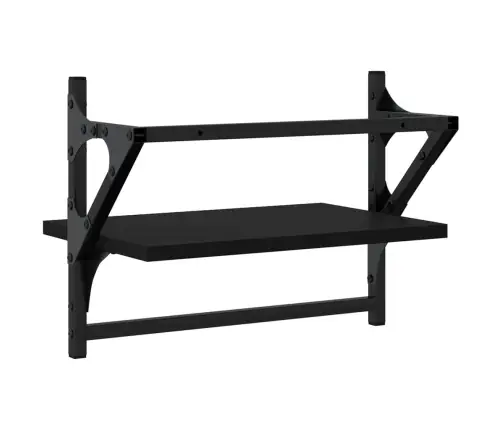 Sienas Plaukti Ar Stieņiem, 2 Gab., Melni, 40X25X30 Cm Vidaxl