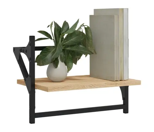 Sieninės Lentynos Su Skersiniais, 2Vnt., Ąžuolo, 40X25X30Cm