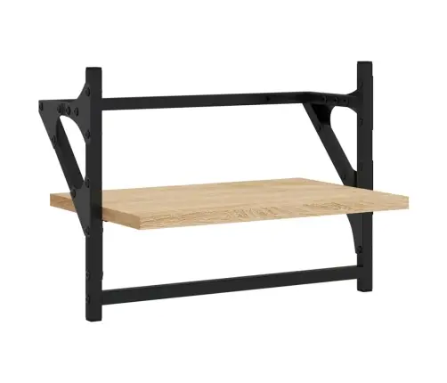 Sieninės Lentynos Su Skersiniais, 2Vnt., Ąžuolo, 40X25X30Cm