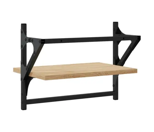 Sieninės Lentynos Su Skersiniais, 2Vnt., Ąžuolo, 40X25X30Cm