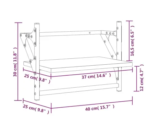 Sieninės Lentynos Su Skersiniais, 2Vnt., Ąžuolo, 40X25X30Cm