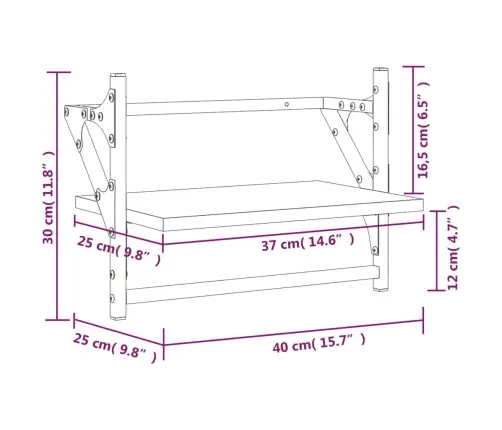 Lattidega Seinariiulid 2 Tk, Hall Sonoma Tamm, 40 X 25 X 30 Cm