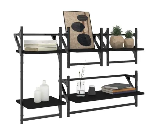 4-Osaline Lattidega Seinariiuli Komplekt, Must, Tehispuit