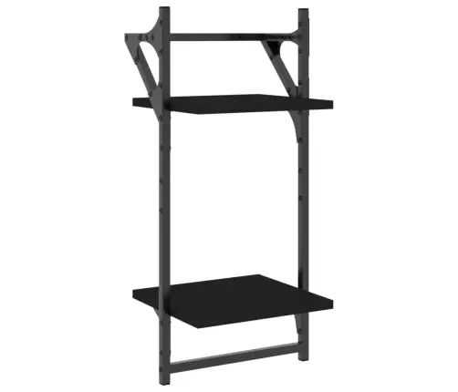 4-Osaline Lattidega Seinariiuli Komplekt, Must, Tehispuit