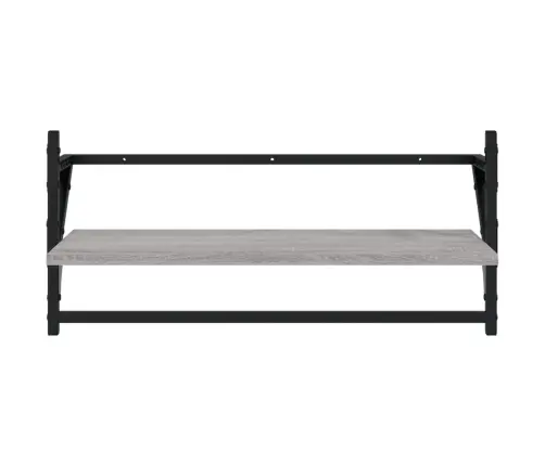 4-Daļīgs Sienas Plauktu Komplekts Ar Stieņiem, Pelēks, Koks Vidaxl