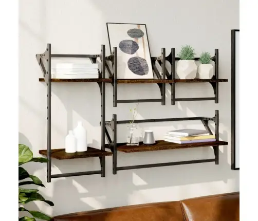 4-Osaline Lattidega Seinariiuli Komplekt, Pruun Tamm, Tehispuit