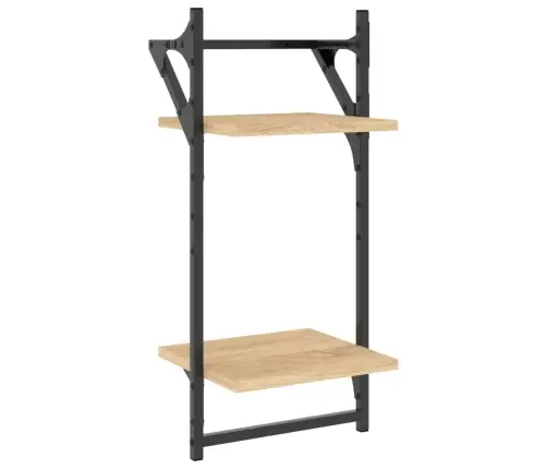 6-Daļīgs Sienas Plauktu Komplekts Ar Stieņiem, Koka Krāsa Vidaxl