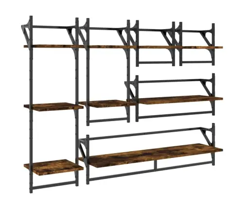 6-Osaline Lattidega Seinariiuli Komplekt, Suitsutamm, Tehispuit