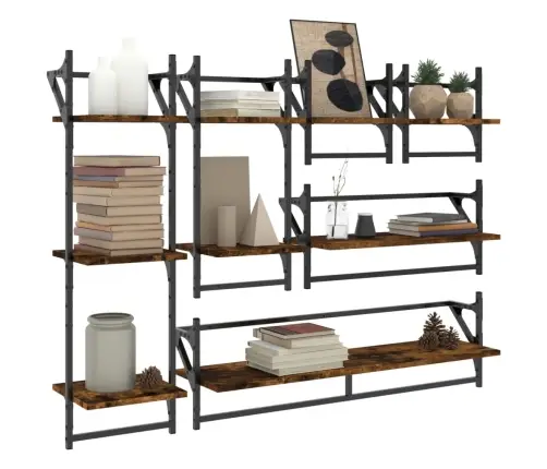 6-Osaline Lattidega Seinariiuli Komplekt, Suitsutamm, Tehispuit