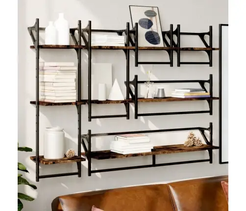 6-Osaline Lattidega Seinariiuli Komplekt, Suitsutamm, Tehispuit