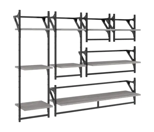 6-Osaline Lattidega Seinariiuli Komplekt, Hall Sonoma Tehispuit